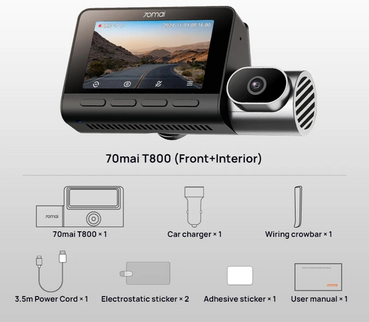 Front and Interior Car DVR 4K 256GB