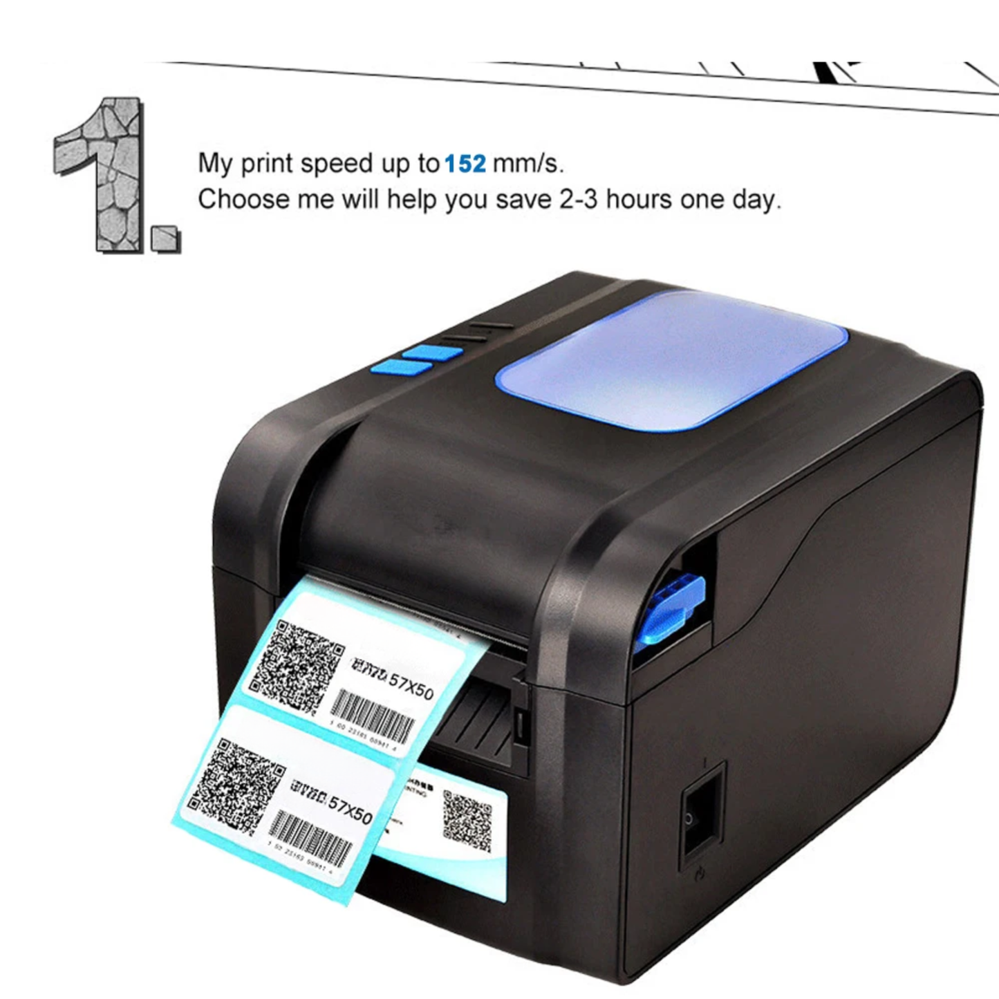 Portable 20-80mm Bluetooth Thermal Barcode Printer