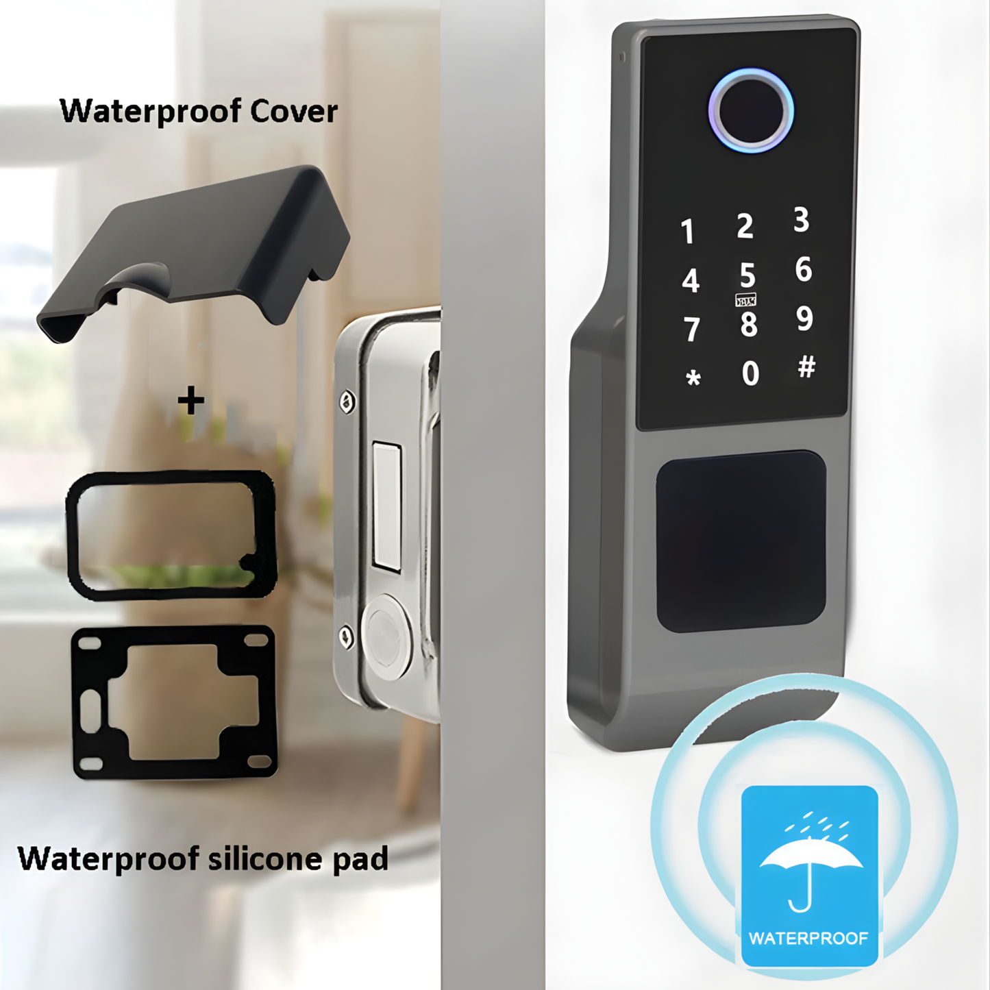 Double Fingerprint Gate Door Lock with Code and Key Access