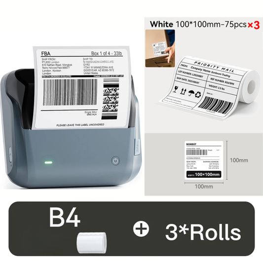 Wireless Thermal Label Printer with 100x100mm Labels 3 Rolls