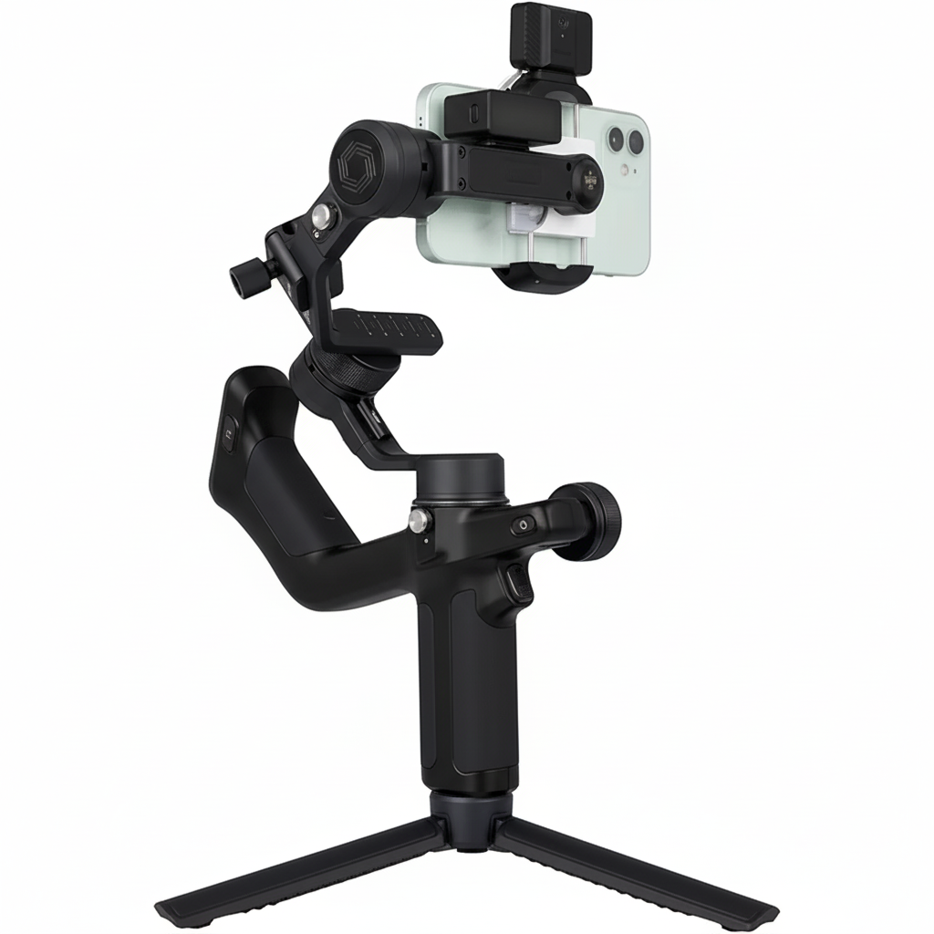 3 Axis Smartphone Gimbal with AI Tracking and Fill Light
