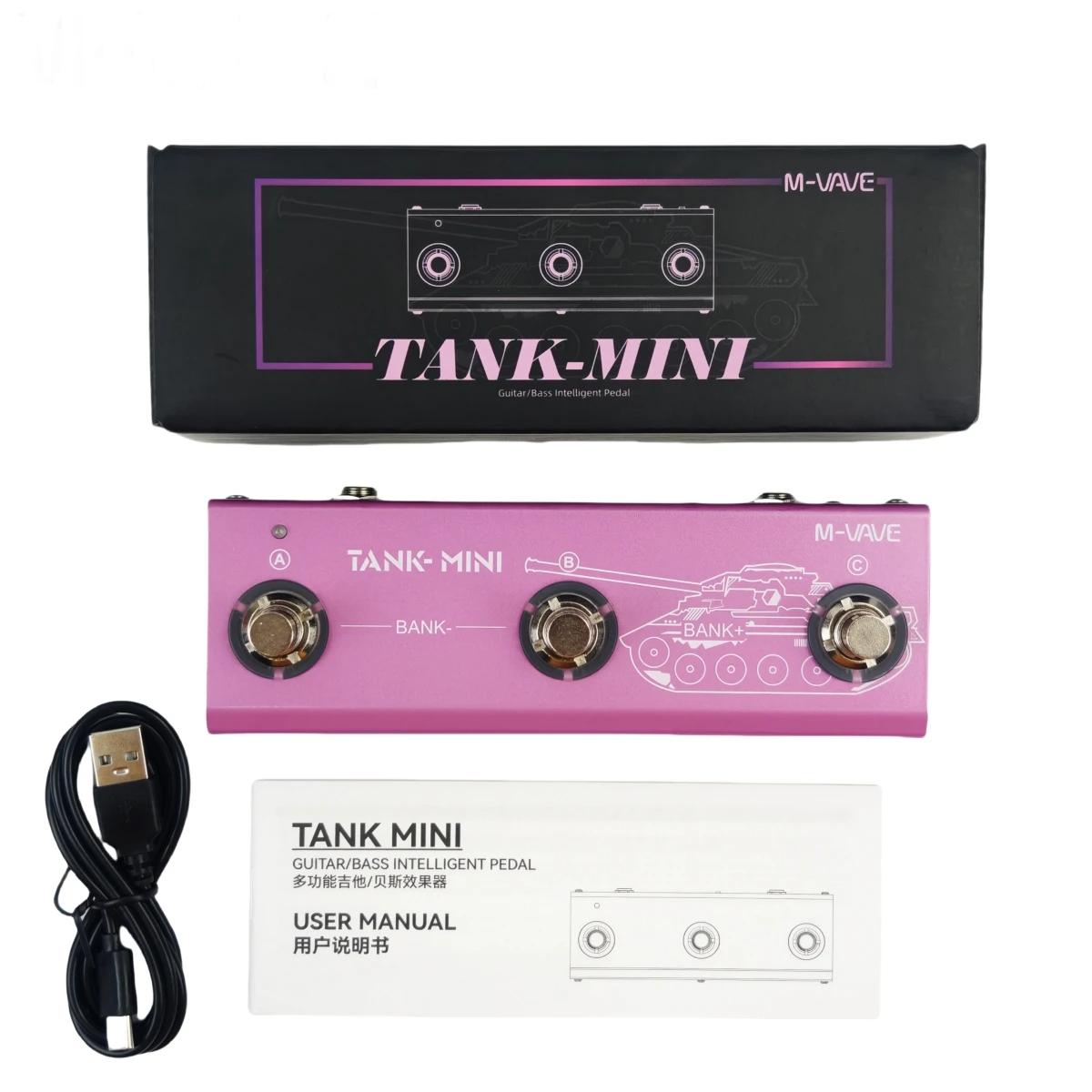 Mini Bass Effects Processor with Rechargeable Battery and Presets