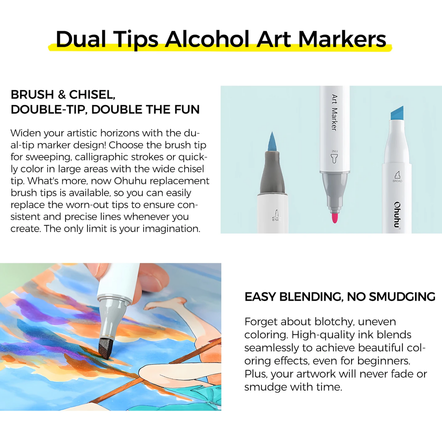 104 Colors Alcohol Art Marker Set Dual Tip