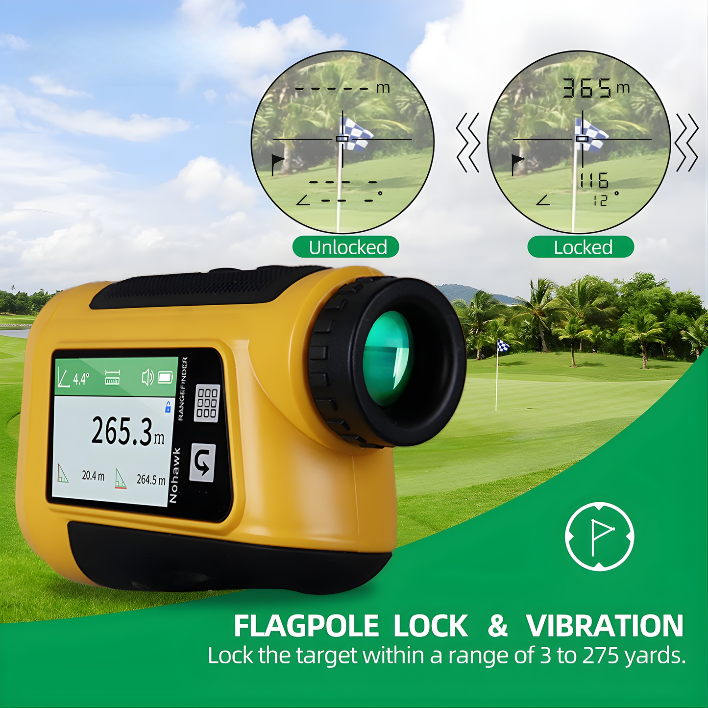 650Y Golf Laser Rangefinder with Slope Yellow
