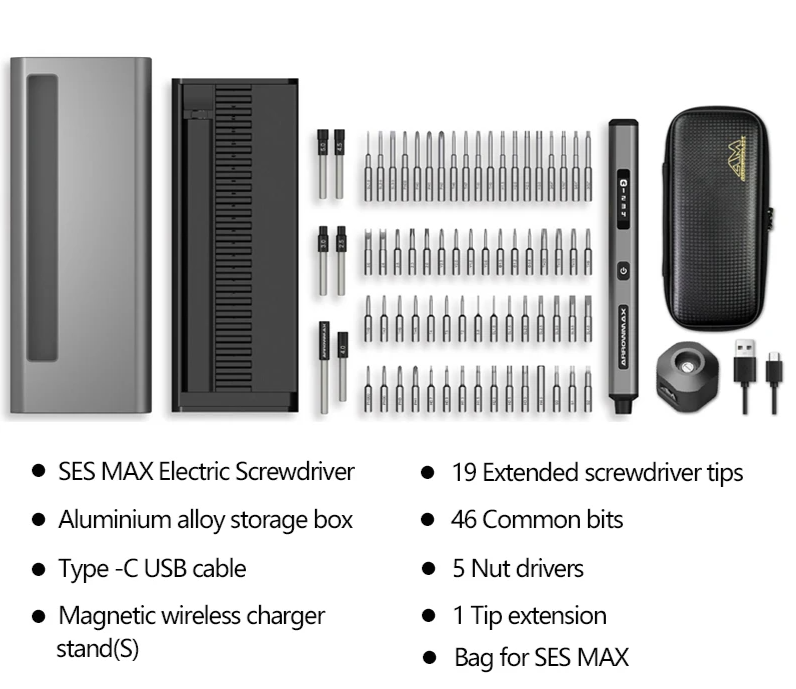 Rechargeable Motion Control Electric Screwdriver Set Plus Grey