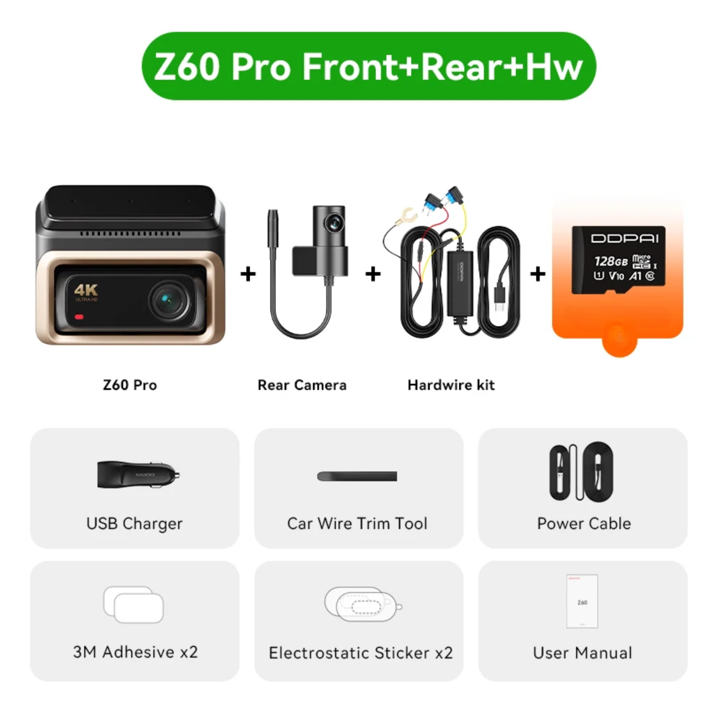 Dual Dash Camera Front and Rear with WiFi