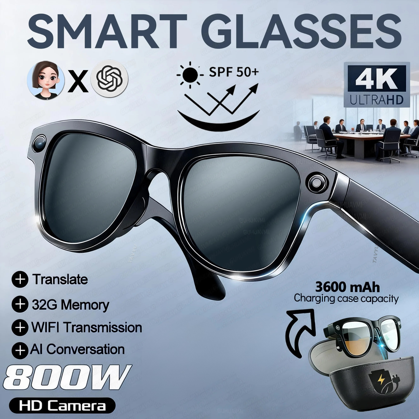 4K Camera Sunglasses with AI Translation 32GB