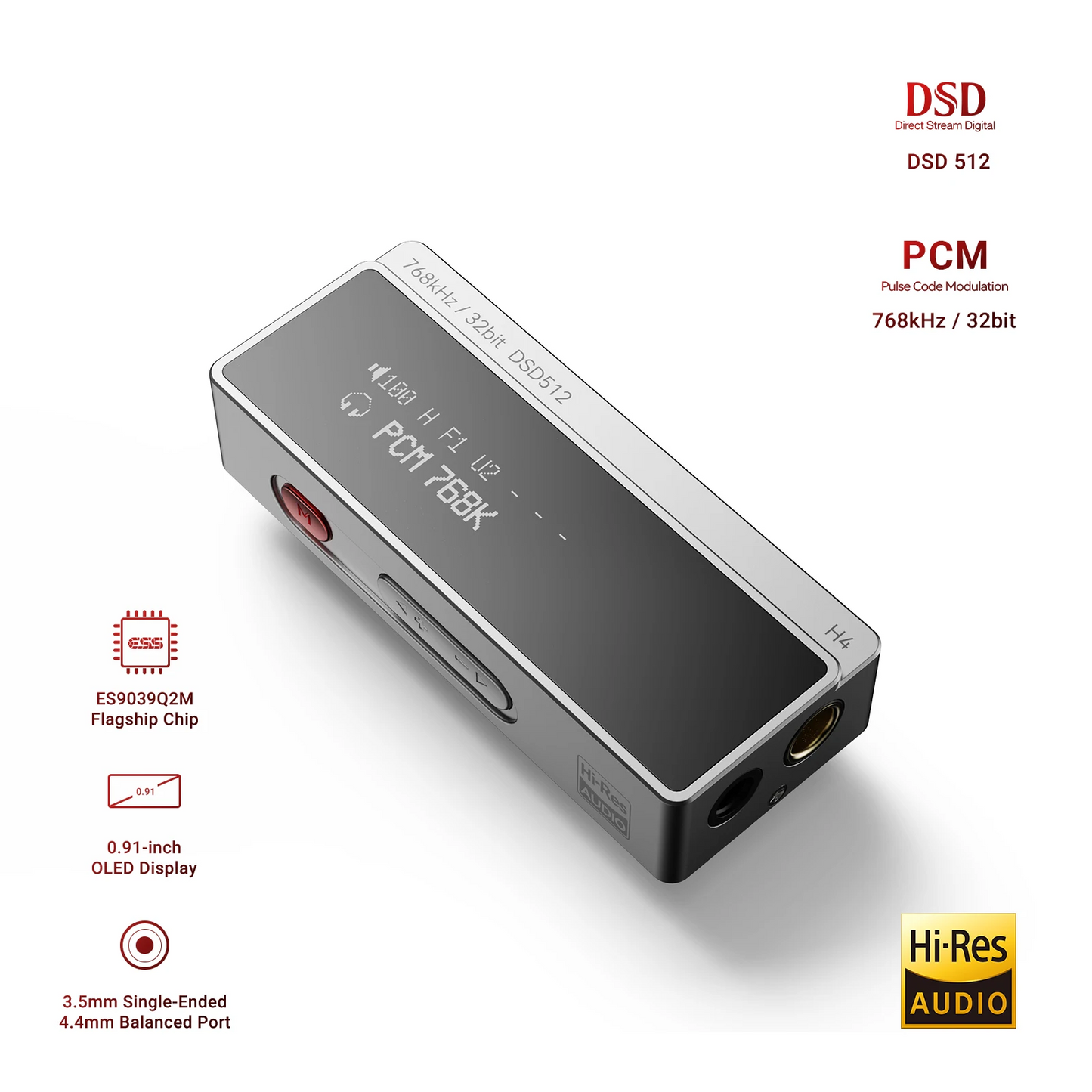 Portable HiFi USB DAC Headphone Amp OLED Balanced Output