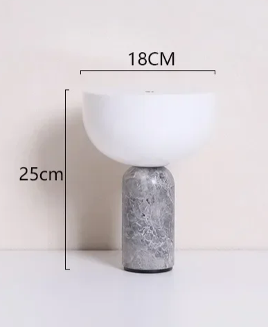 Gray Marble Table Lamp with USB Charging & Touch Switch