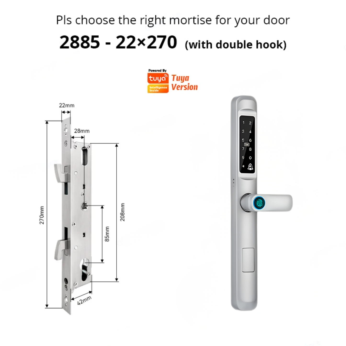 Silver Sliding Smart Door Lock WiFi Fingerprint Code Entry