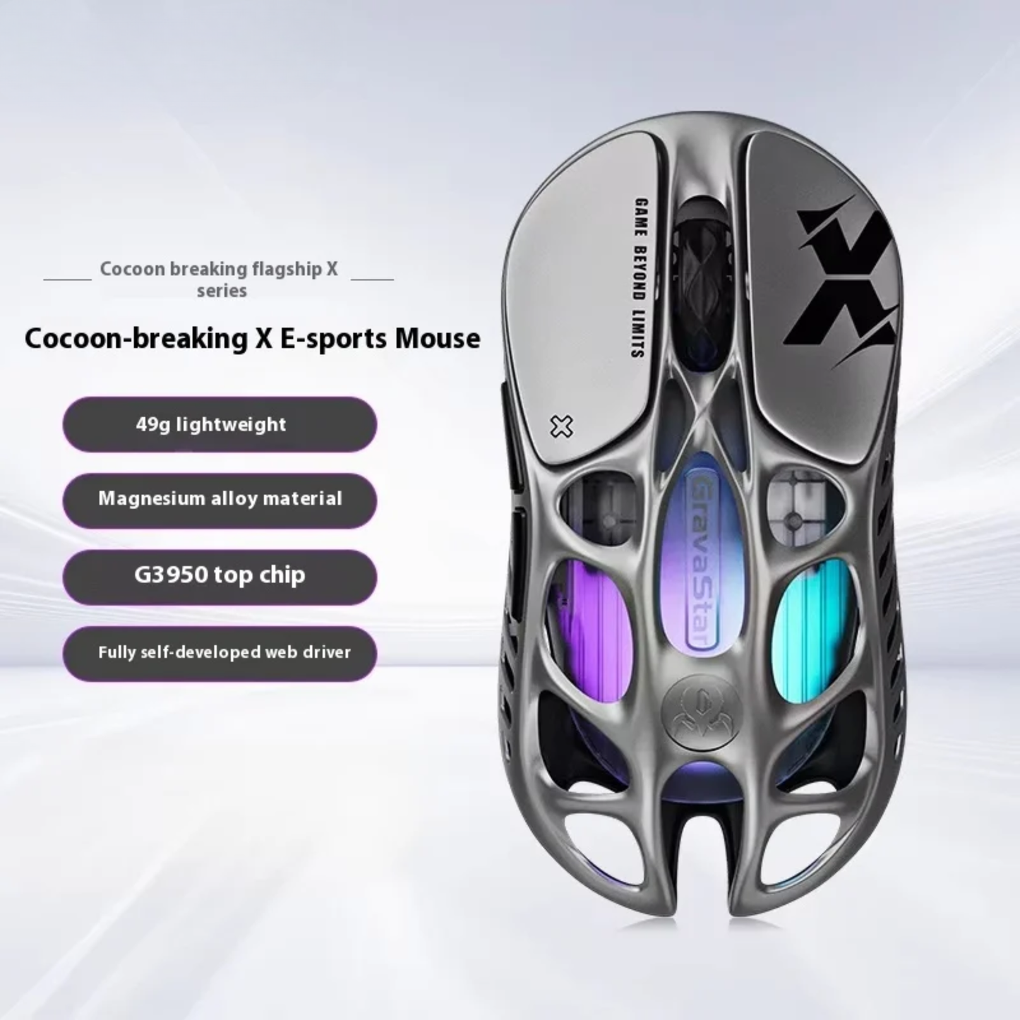 Wireless Gaming Mouse with RGB Lighting and Tri Mode Control