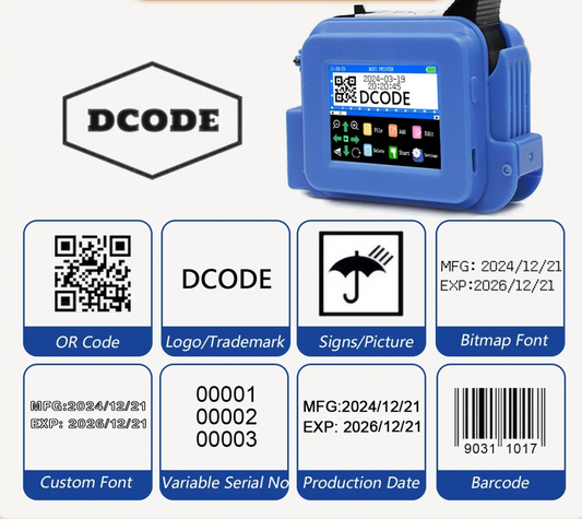 Portable Handheld Inkjet Printer with Two Ink Cartridges