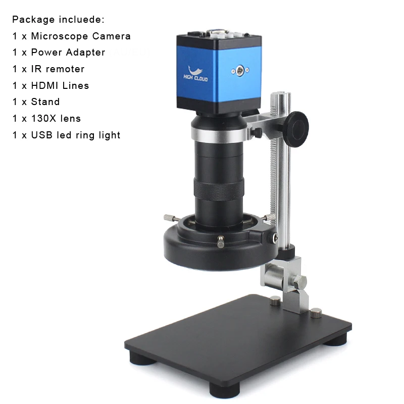1080P HDMI Digital Microscope Camera with 130X C Mount Lens