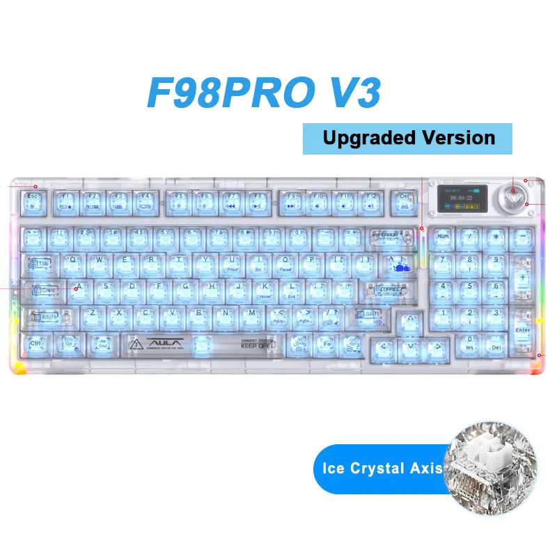 Transparent Keycap RGB Gaming Keyboard Hot Swap Wireless White