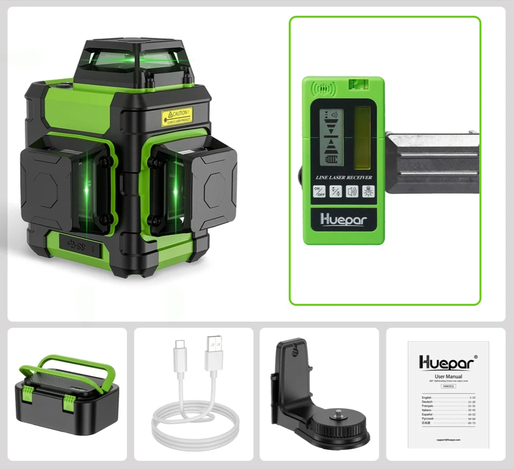 12-Line Green Beam Laser Level for DIY Projects