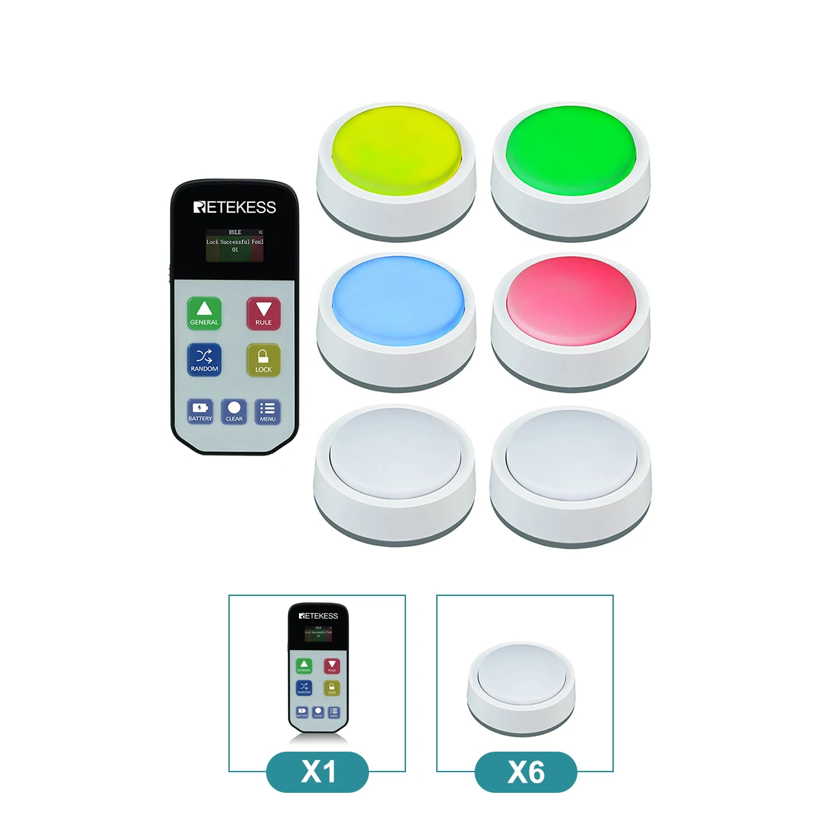 Compact Quiz Buzzer 6 Buttons Wireless Game