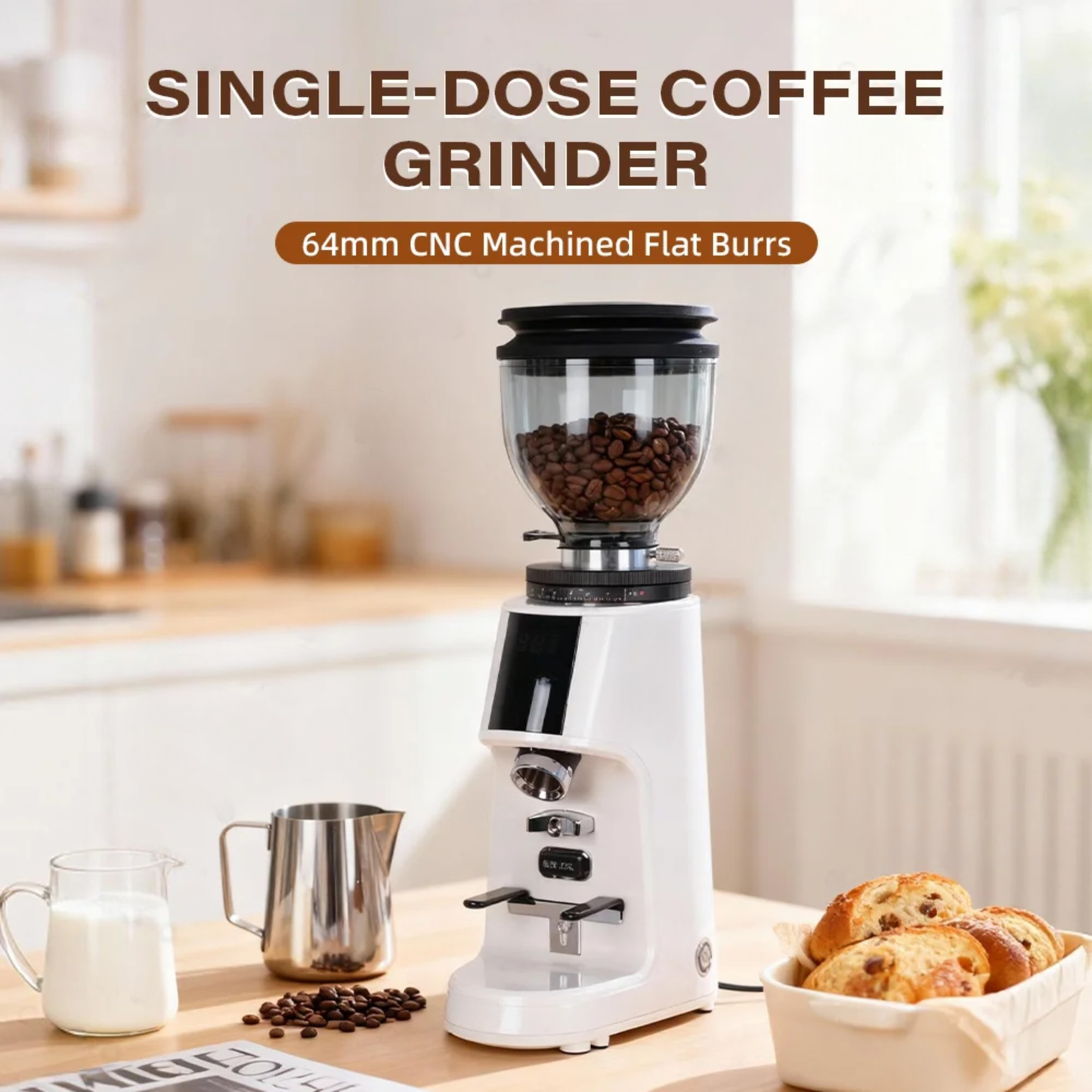 Precision 100-Step Flat Burr Coffee Grinder Silver 4.0 Plus