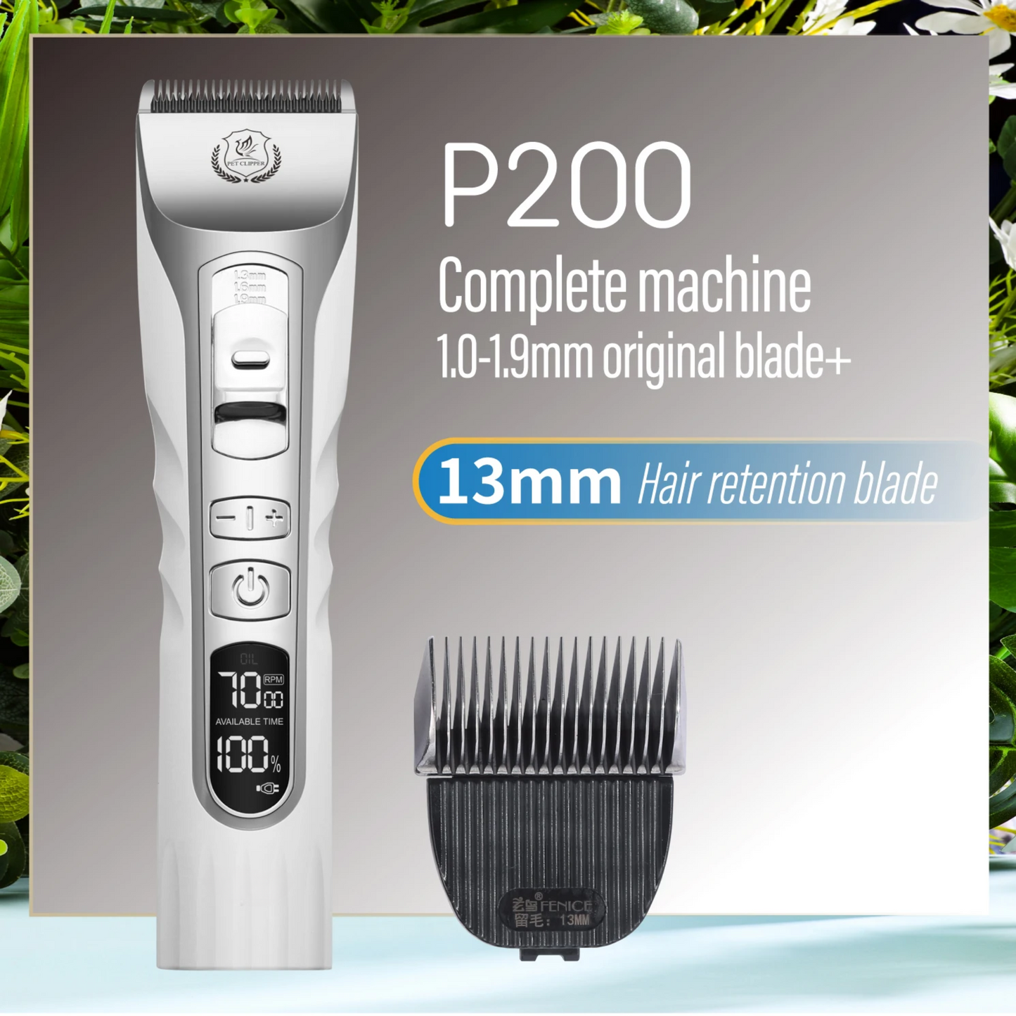 Quiet Pet Hair Trimmer for Cats and Dogs Grooming 13mm