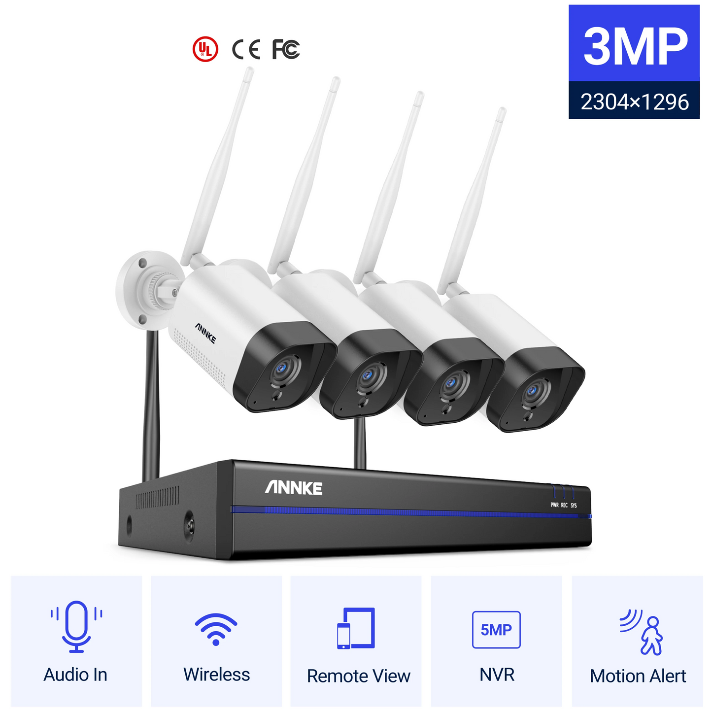 4-Camera Wireless CCTV System with Audio Recording