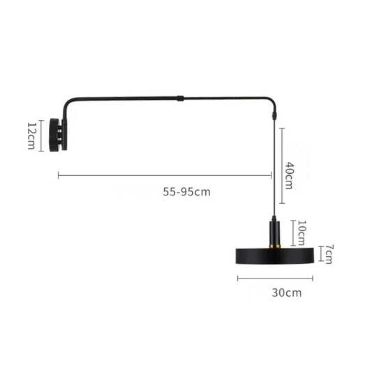 Industrial Long Arm Wall Light Adjustable Black LED Sconce Medium