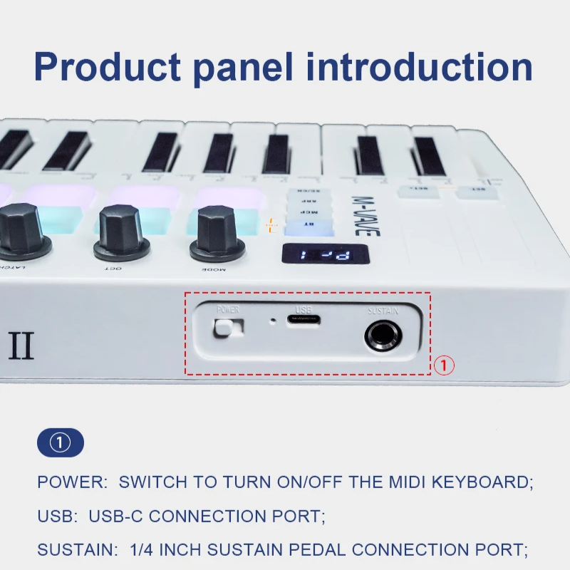 Portable 25 Key MIDI Keyboard with RGB Pads and USB Control