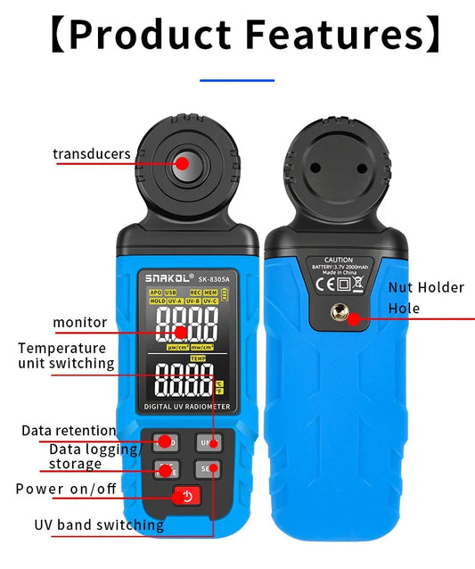 Pocket Illuminance Meter with LCD Display for Plants SK-8305A