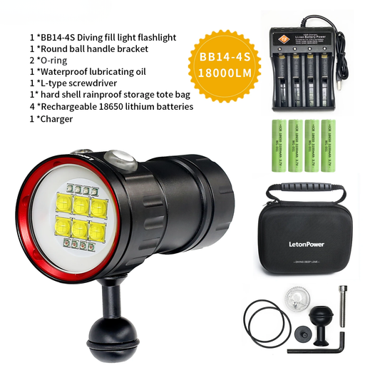 Waterproof 22800lm Dive Flashlight Rechargeable Torch for Photography