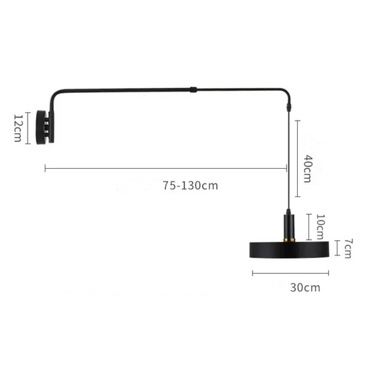 Industrial Long Pole LED Wall Sconce Adjustable Arm Black Large