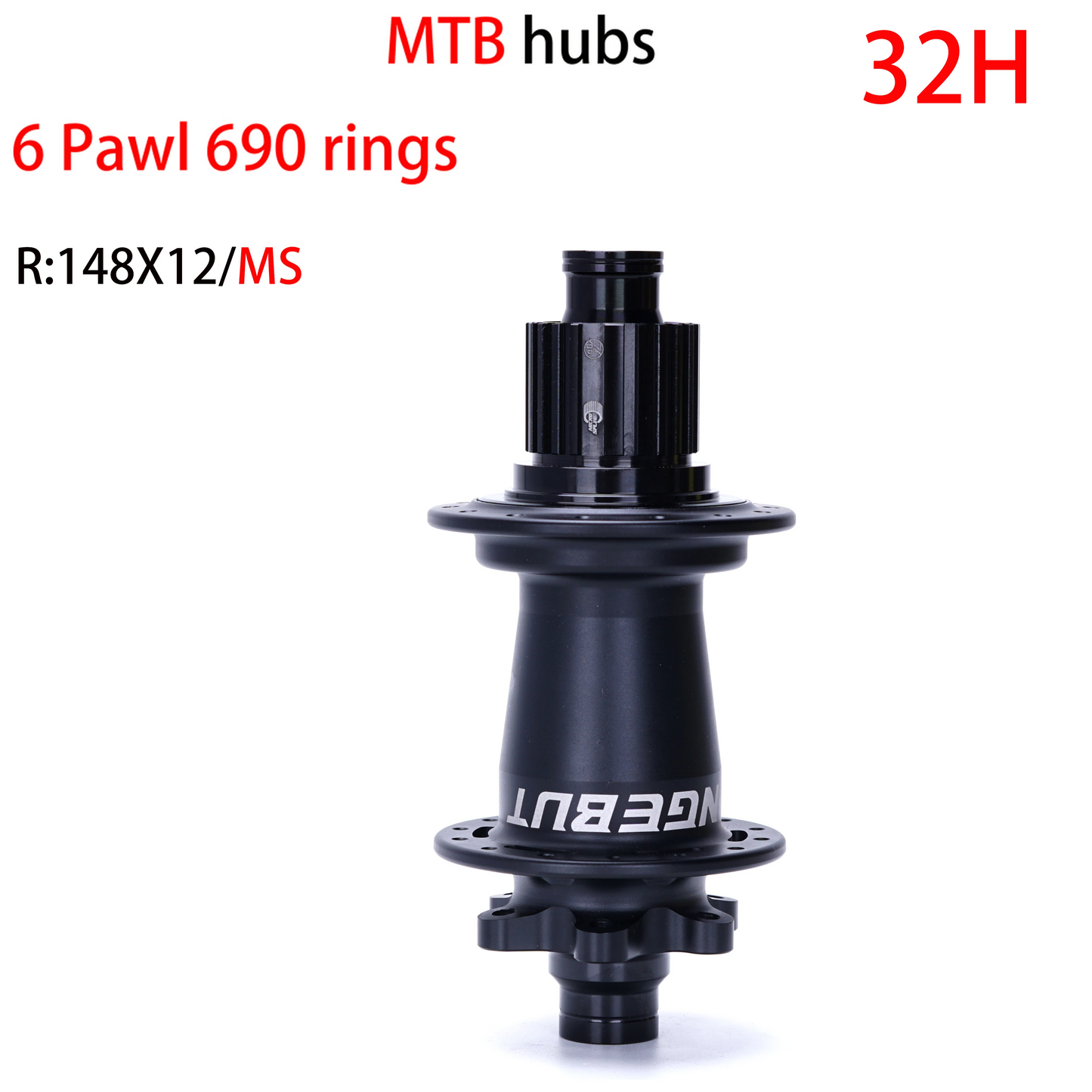 32H MTB Front Hub 148x12 MS 6-Bolt