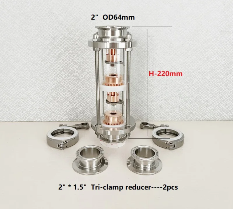 SS304 Homebrew 3-Floor Distillation Column Sight Glass