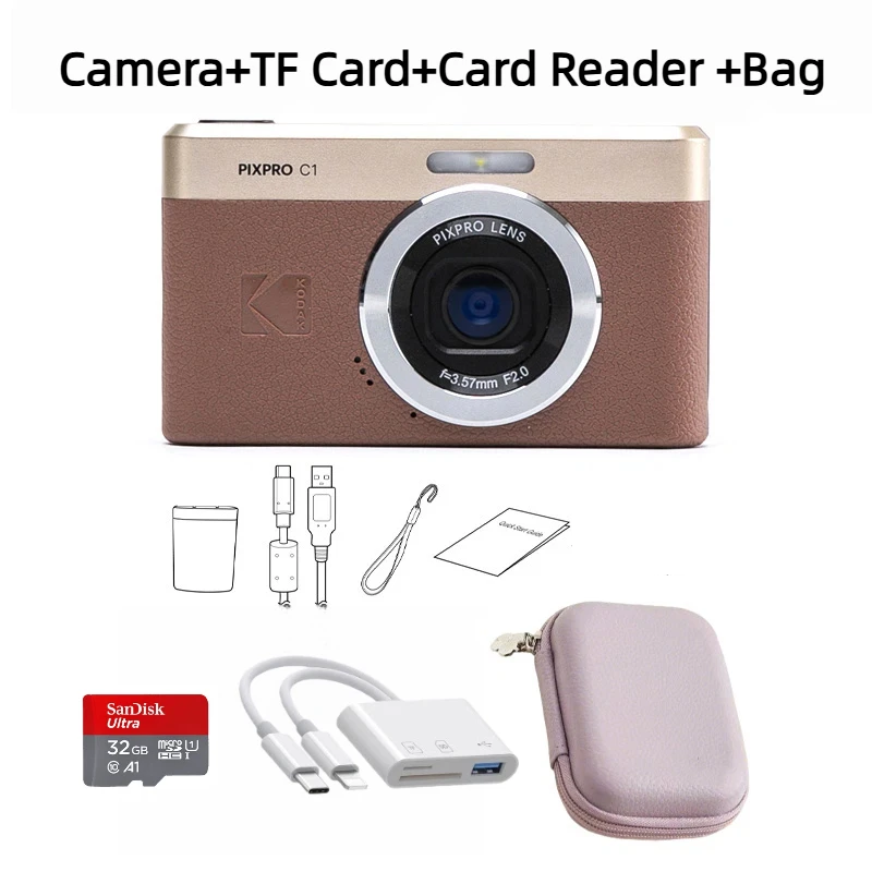 KODAK PIXPRO C1 Brown 13MP Digital Camera with Memory Card