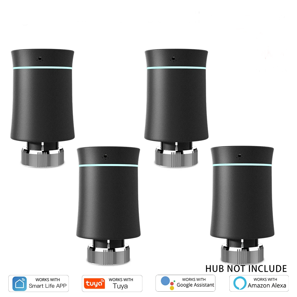 Smart ZigBee Radiator Valve 4-Piece Set with Voice Control