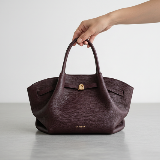 Women Large Chocolate Designer Style Tote Bag