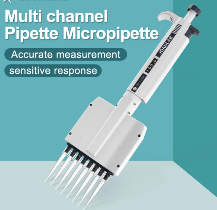 Digital 8-Channel Pipette 0.5–10µl Laboratory Tool