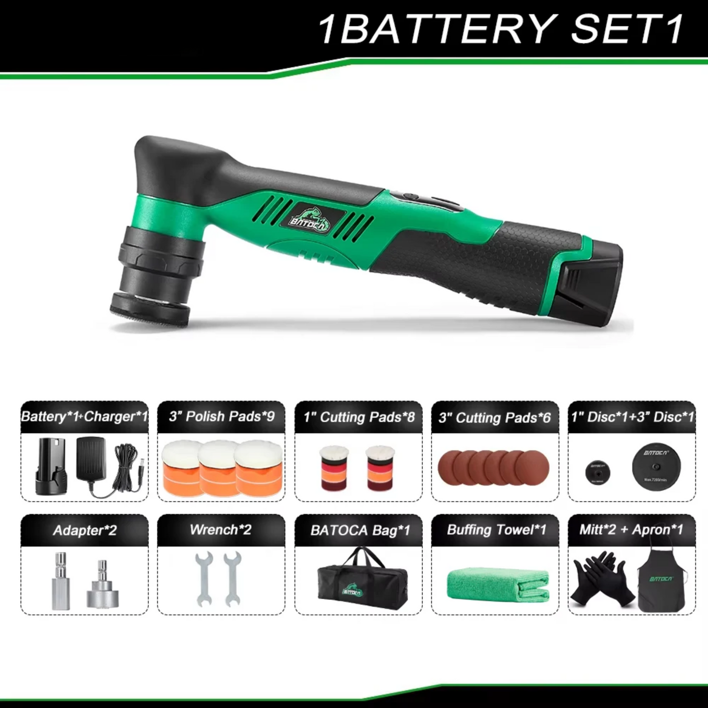 Cordless 12V Mini Car Polisher with Pads Kit