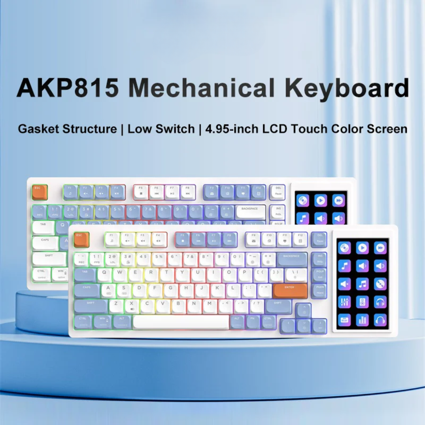 Custom Wired Gaming Keyboard with RGB Screen and Touchpad