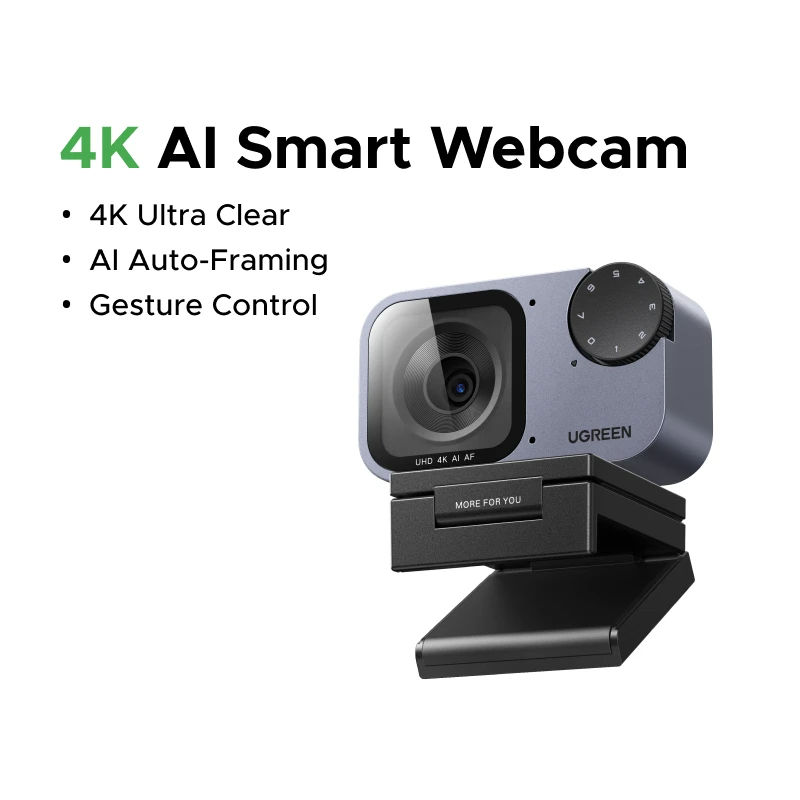 Smart 4K AI Webcam with Auto Framing and Gesture Control
