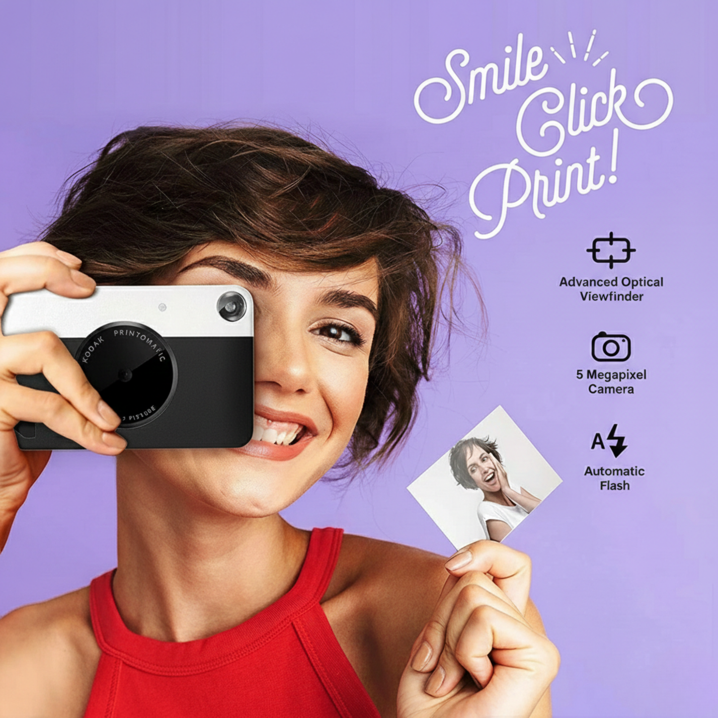 Black Portable ZINK Inkless Camera 40 Sheet Bundle