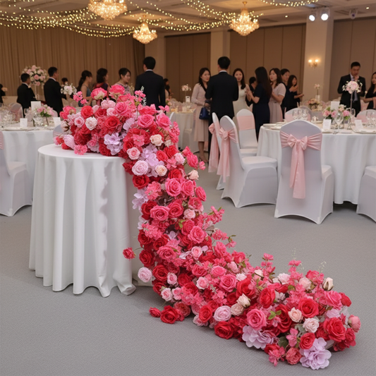 Romantic Faux Rose Garland for Party Backdrop
