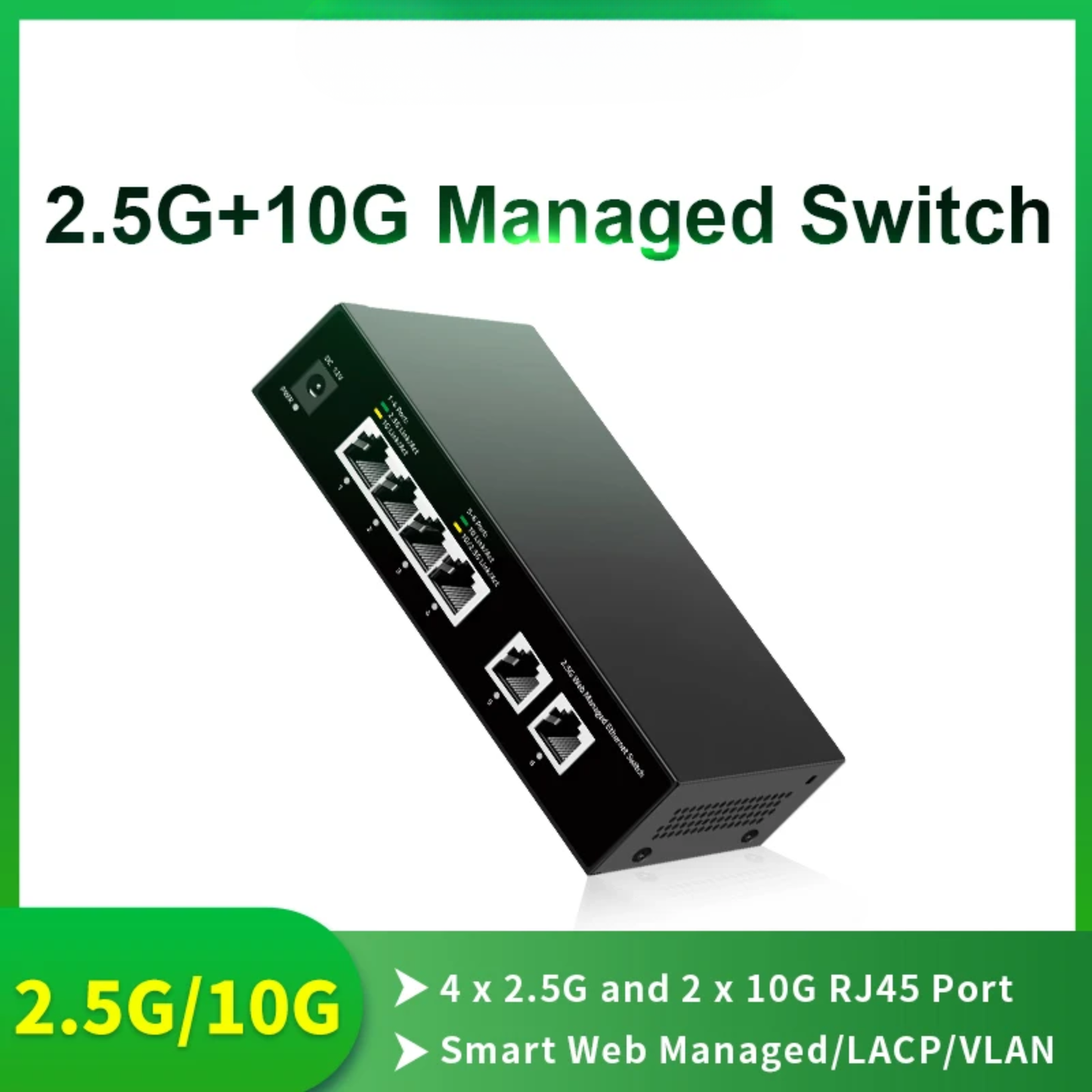 Web Managed 2.5G Ethernet Switch 4 Port with 10G Uplink