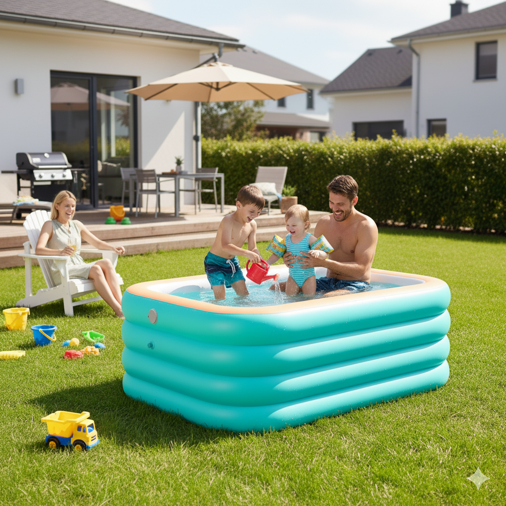 210cm Inflatable Swimming Pool for Kids & Adults Summer Fun