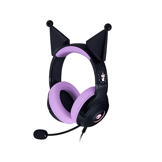 USB Wired Gaming Headset with Cardioid Mic and Kuromi Ears