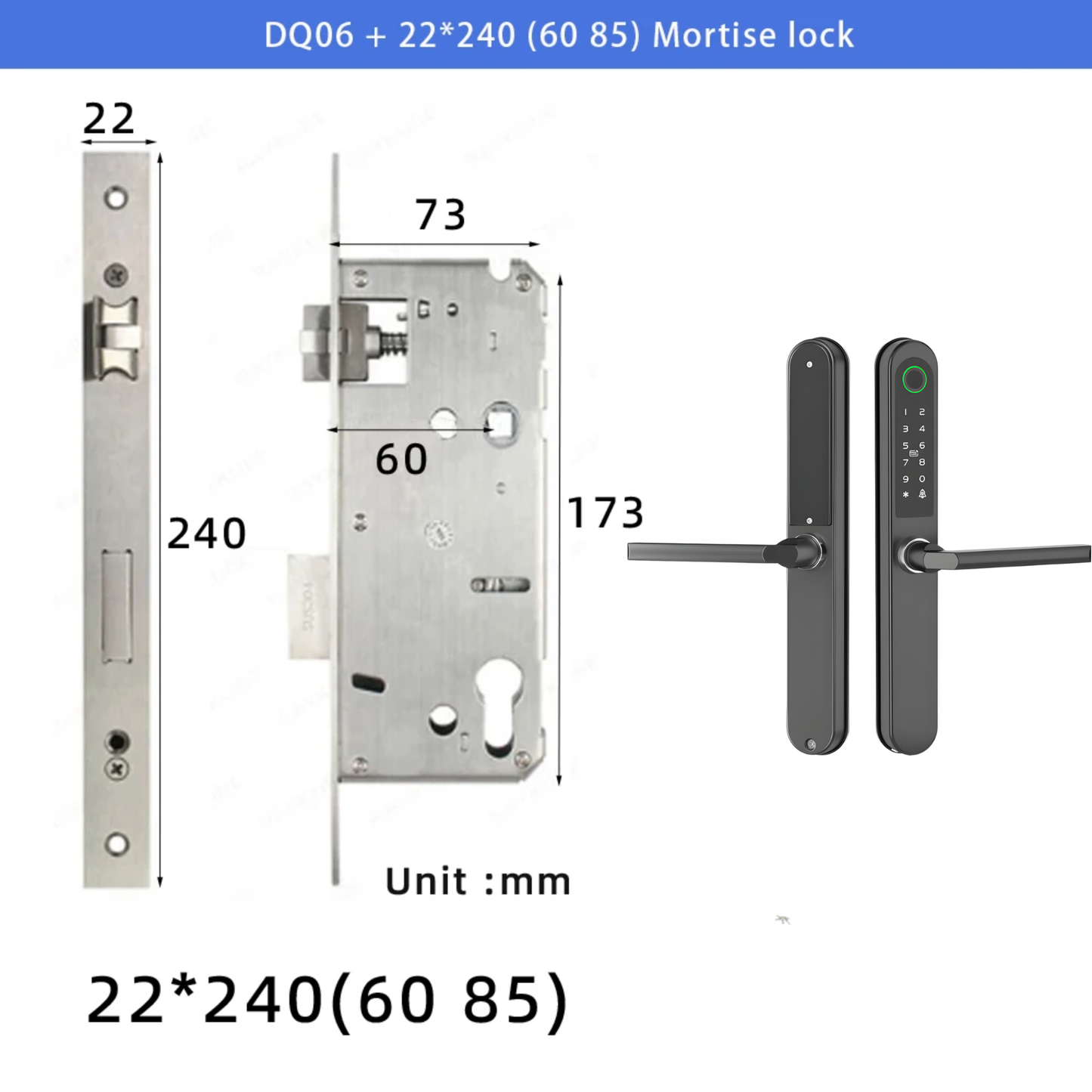 Smart Fingerprint Lock for Sliding Doors IP65 Waterproof