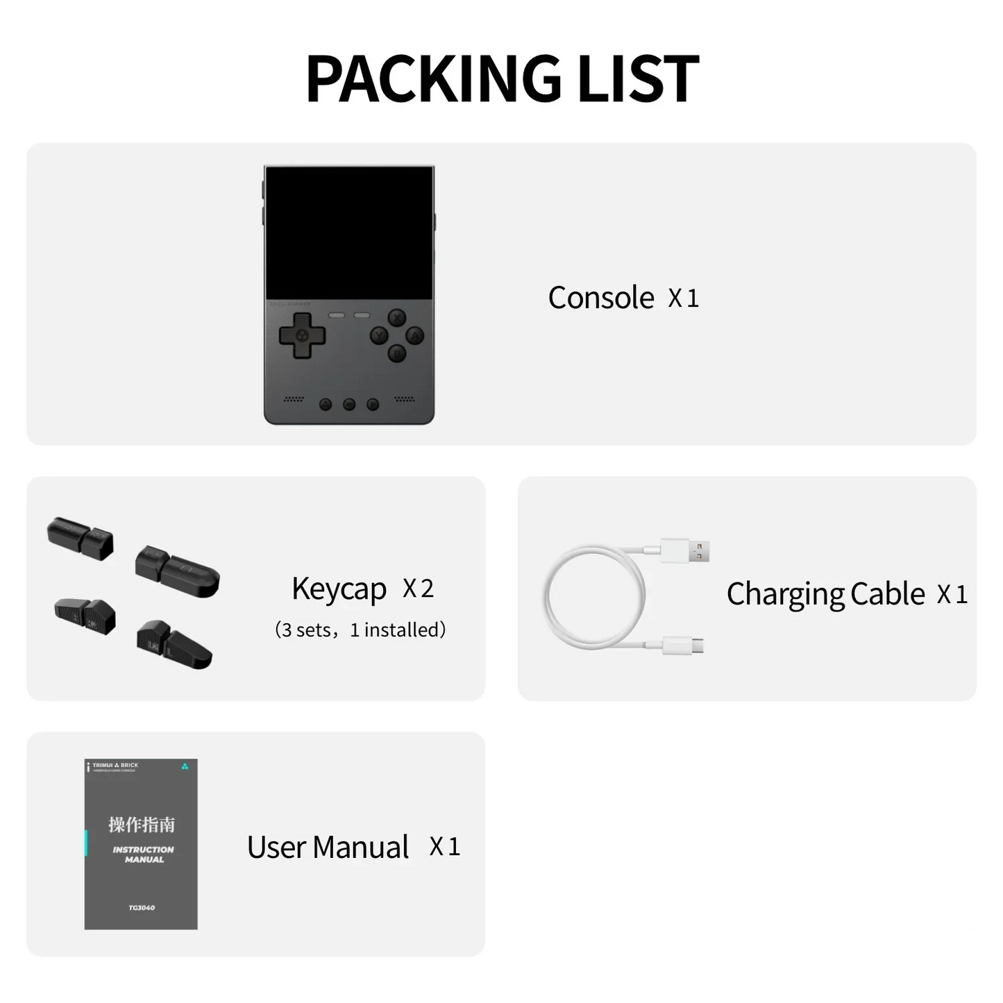 Space Gray 256GB Retro Handheld Game Console 3.2 Inch IPS