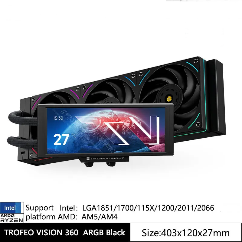 360 ARGB Liquid CPU Cooler with 6.86 Inch LCD