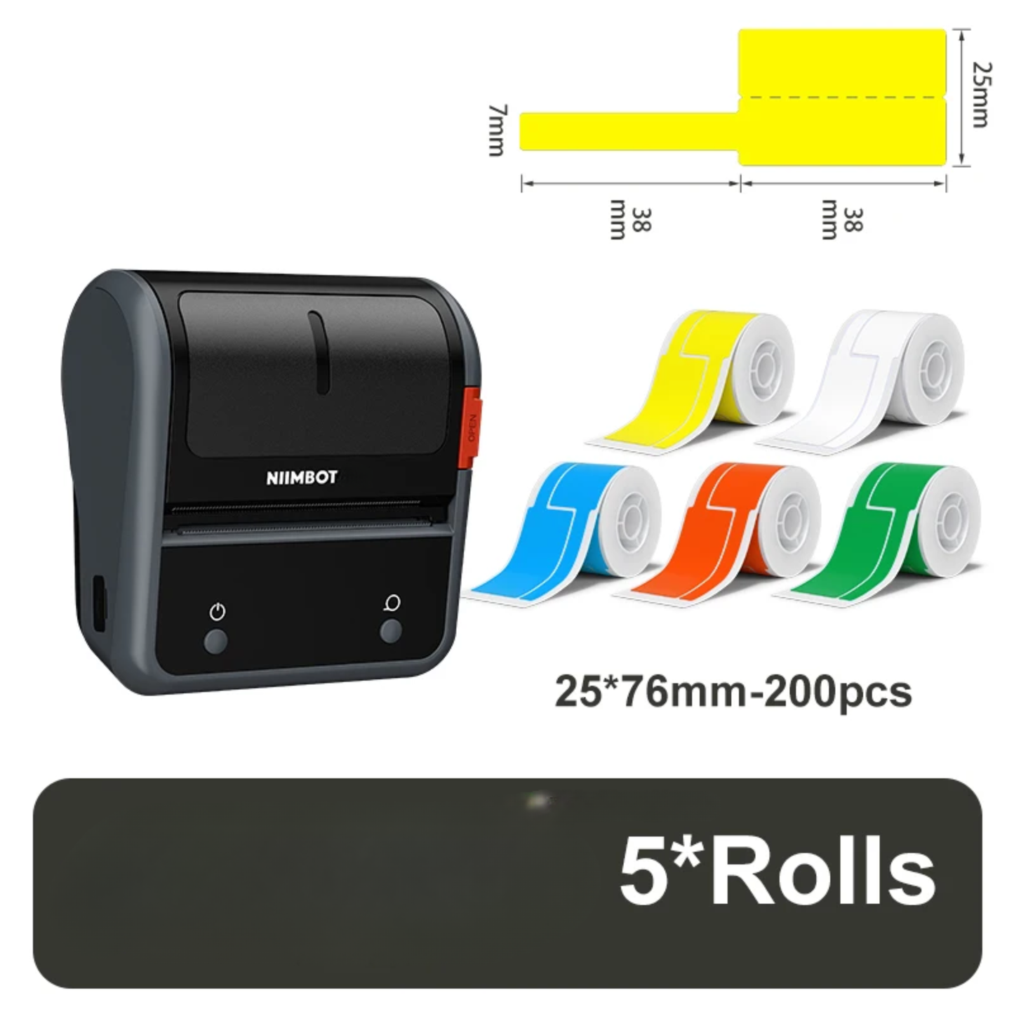 Wireless Label Printer with 5-Pack 25x76mm