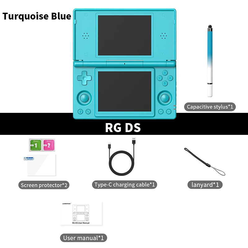 Portable Dual Screen Game Console 4 Inch WiFi Turquoise Blue