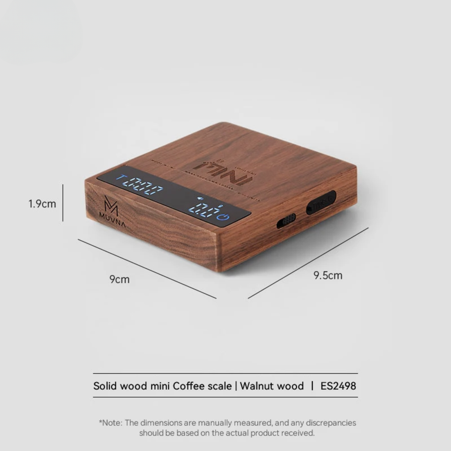 Mini Walnut Coffee Scale 0.1g Precision Timer 2kg