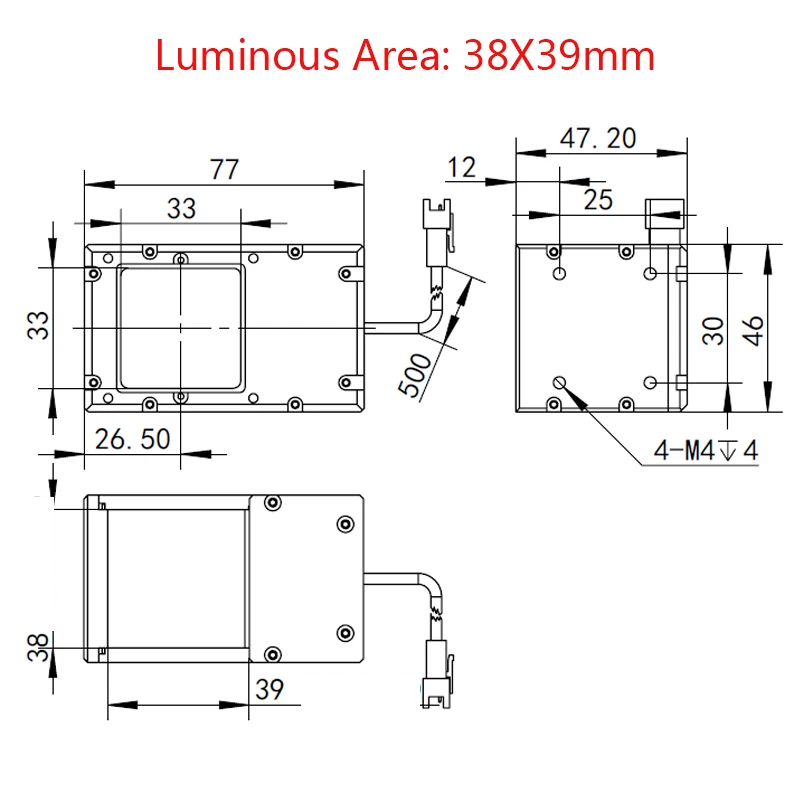 Optical LED Light for Machine Vision Green 40x40mm