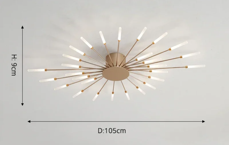 Matte Gold LED Ceiling Lamp 28 Lights for Living Room